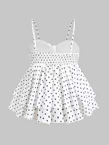 SHEIN 少女休闲简约舒适荷叶边吊带背心 - 卡其色 - 查看 2