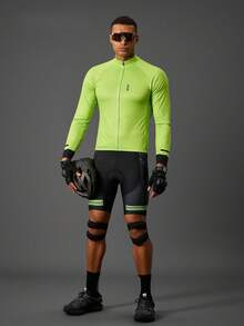Acti Log 男款荧光绿字母印花插肩袖前拉链骑行服 - 綠色 - 查看 1