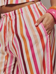 MUSERA Quần ống rộng cạp trung in sọc, có dây rút, phong cách Boho, thích hợp cho đi biển, lễ hội, mùa xuân hè, kỳ nghỉ, du lịch, sang trọng, thanh lịch, hẹn hò buổi tối. - Nhiều màu - Xem 5