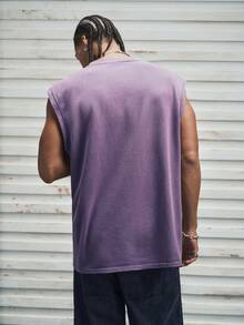 Modcrash Men's Tank Top, Streetwear Washed Vintage Casual, Relaxed Fit, Spring Summer, Dark, Unisex - Purple - View 2