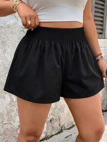 SHEIN VCAY Plus SummerDitsy Floral Print Slant Pocket Shorts - Black - View 6