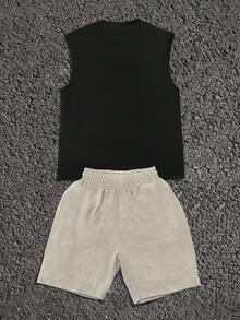 GENIUS ODE Bộ đồ nam phong cách đường phố 77 gồm áo tank top và quần short, kiểu dáng rộng rãi mùa hè. - Nhiều màu - Xem 2