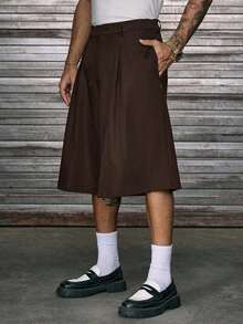 AXEPEAK Men's Loose Bermuda Shorts, Lightweight & Comfortable, Pleated Design, Suitable For Spring/Summer - Brown - View 3