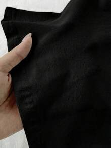 Attitoon 95%棉女款休閒修身不對稱肩上衣，適合女性日常穿著，夏季女裝，節慶，休閒女裝，復古，Y2k - 黑色 - 查看 4