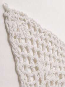 MUSERA 1 Piece Stylish And Simple Hollow Hand Crocheted White Large Triangular Scarf Women's Headscarf - White - View 4