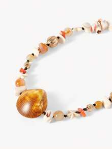 Opalesca Women's Fashion Necklace, Premium/Elegant/Noble/Everyday/Minimalist, Pearl/Crystal, Summer/Beach/Prom/Party/Vacation/Vacation, Engagement/Wedding/Commitment, Bride, Heart/Flower, Fairy/Mermaid Style (Shell-Shaped Stone Size And Quantity Are Random, Made By Length) - Multicolor - View 8