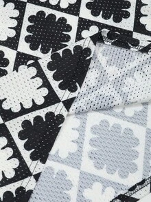 Manfinity CasualCool 男士夏季休闲度假风格撞色印花V领短袖透气网眼上衣 - 黑色 - 查看 5