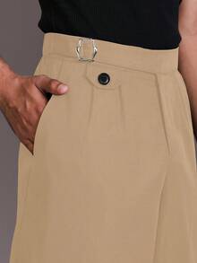 STYNVO 男士纯色口袋阔腿宽松休闲裤 - 卡其色 - 查看 6