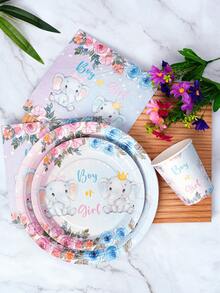 Bộ đồ dùng tiệc dùng một lần hình voi gồm đĩa, khăn ăn và cốc giấy, phục vụ 24 khách. Bộ đồ dùng tiệc bằng đĩa giấy dùng một lần này phù hợp cho sinh nhật, đám cưới, tiệc theo chủ đề và dã ngoại gia đình. - Xem 3