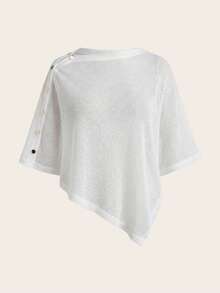 Auralis 新款夏季休闲薄纱米色上衣 / 简约时尚棕色提花针织露背斗篷式上衣，多种穿法 / 方下摆套头衫 / 婚礼季披肩 - 杏色 - 查看 7