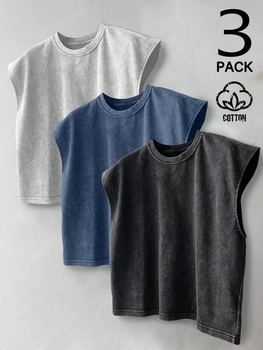 Manfinity Hypemode Men's Solid Color Round Neck Casual Loose Fit Tank Top Cotton, Holiday - Multicolor - View 1
