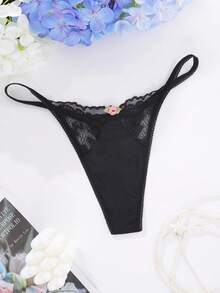 SHEIN Đồ lót ren G-String gợi cảm - màu đen - Xem 7