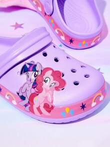 My Little Pony X SHEIN 可愛卡通兒童洞洞鞋，輕巧耐用EVA材質，適合室內外穿著，沐浴拖鞋涼鞋，獨角獸 - 紫色 - 查看 2