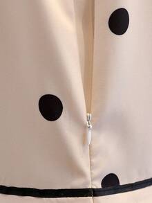 Vestido de lunares con cuello en V y sin mangas con decoración floral 3D, vestidos elegantes de primavera para mujeres, vestidos de lunares para mujer - Albaricoque - Ver 3