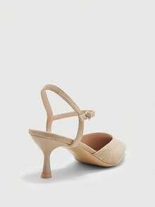 CUCCOO BIZCHIC 女士杏色绒面革尖头经典通勤日常百搭高跟鞋 - 杏色 - 查看 5