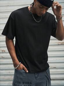 Modcrash Áo thun nam in chữ, phong cách retro Mỹ, unisex, dáng rộng thoải mái, thích hợp cho trang phục mùa hè – Phù hợp mặc hàng ngày và đi nghỉ hè. - màu đen - Xem 5