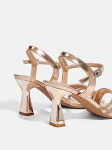 CUCCOO TILAWA 女士时尚方头水钻装饰优雅高跟凉鞋，深玫瑰金，春季鞋履，春假、复活节、晚宴鞋、圣诞节、情人节高跟鞋 - 深玫瑰金 - 查看 5