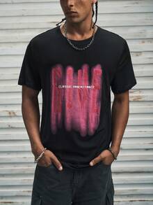 Modcrash Áo thun nam tay ngắn cổ tròn in khẩu hiệu, phong cách retro Mỹ, unisex, dáng rộng thoải mái, thích hợp cho trang phục mùa hè – Phù hợp mặc hàng ngày và đi nghỉ hè. - màu đen - Xem 5