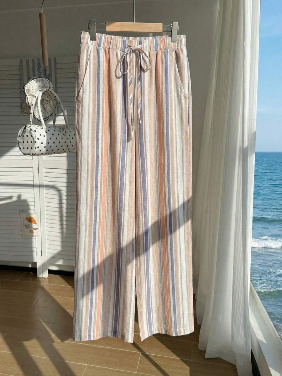 Comfortcana Plus Size Colorful Striped Loose Pants - Multicolor - View 1