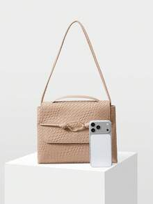 MOTF PREMIUM BOLSO DE HOMBRO BEIGE DE MUJER, ELEGANTE Y CASUAL, CON TEXTURA ESTAMPADA TRENZADA, DE GRAN CAPACIDAD, PARA IR AL TRABAJO, PARA COMPRAS, PARA USO DIARIO - Caqui - Ver 5