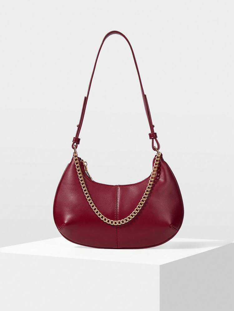 WOMEN SHOULDER BAG RETRO BROWN HANDBAG, EXQUISITE CHAIN DECORATION