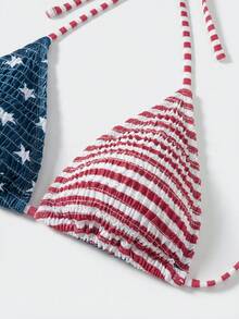 Swim Mod Costum de baie pentru femei plus size, imprimeu digital multicolor versatil cu patchwork, potrivit pentru vacanța de vară la plajă și piscină, ținută de 4 iulie, haine americane, set de bikini cu zebră, haine cu steag britanic, set de plajă croșetat - Multicolor - Vizualizare 4