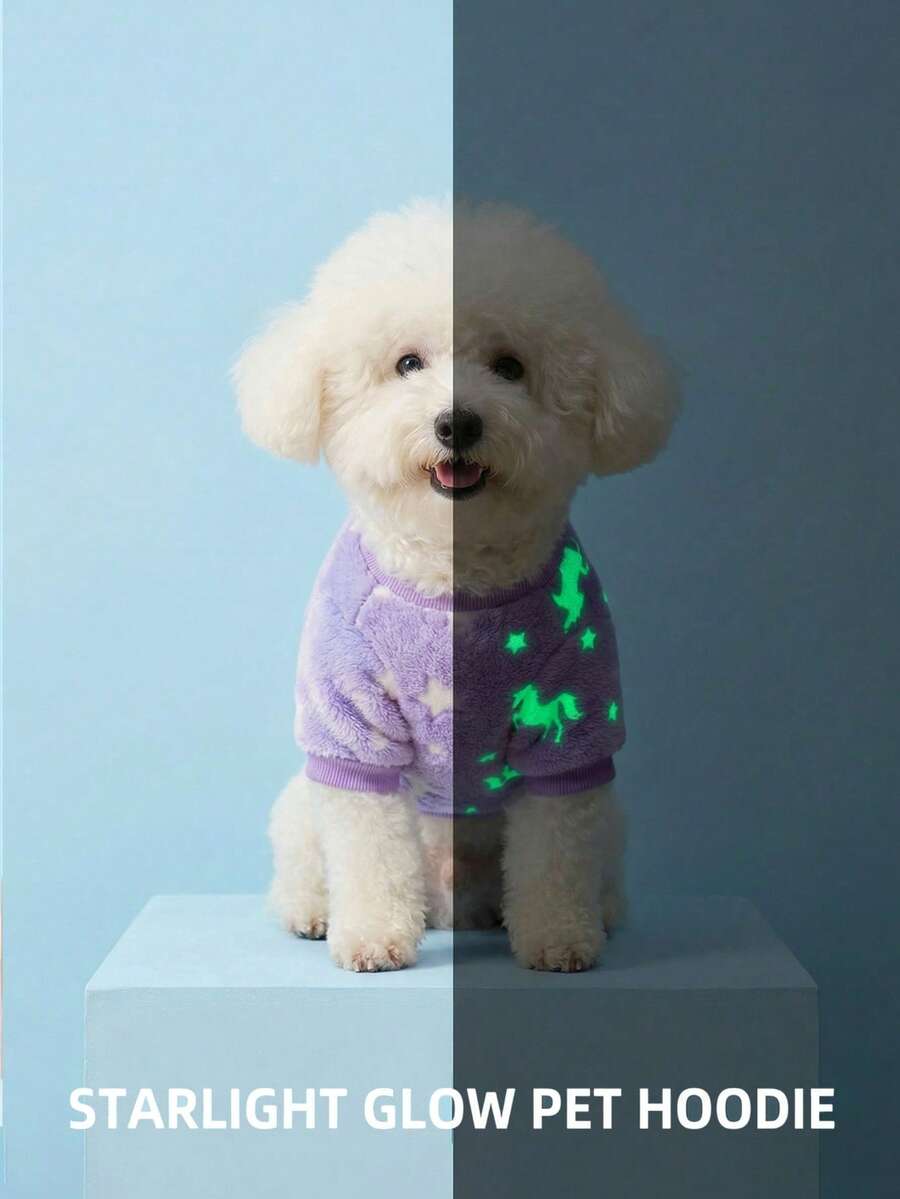 PETSIN 1 Áo khoác nỉ cổ tròn ấm áp in họa tiết chấm bi nhuộm tie-dye cho thú cưng, phát sáng trong bóng tối, thích hợp cho mùa Thu/Đông - Nhiều màu - Xem 1