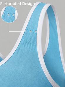 Powerista Women's Seamless Sports Bra With Perforated Design - Baby Blue - View 7