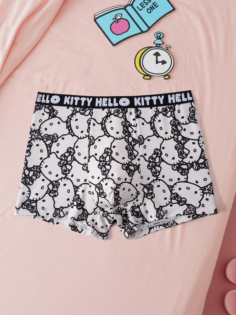 HELLO KITTY AND FRIENDS | SHEIN 男士字母腰带休闲平角内裤 - 咖啡棕 - 查看 1
