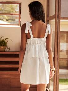 Lullawish Áo ngủ nữ kiểu Bohemian, 100% cotton, dây mảnh. - trắng - Xem 2