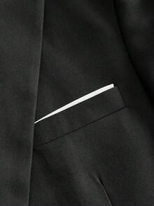 Officeau 3 PiecesMen's Suit Set: Jacket, Vest, And Trousers, Fashion Formal Wear For Wedding, Party - Black - View 10