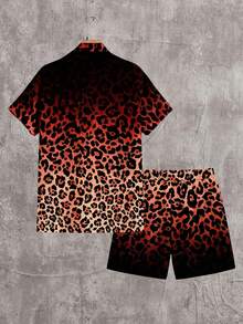 StoneGrade Conjunto de camisa de manga corta con cuello cubano de ajuste estándar para hombre - Rojo - Ver 2