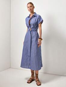 Briarwyn 女士条纹休闲派对长裙 - 藍色 - 查看 4