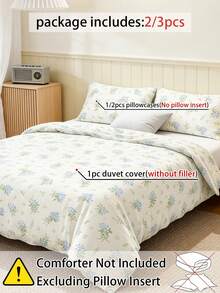 Cirelle 2/3 pièces Ensemble de housse de couette 100% coton pur à motif floral (sans couette) - Literie douce et respirante (1 housse de couette + 1/2 taie d'oreiller), Literie imprimée style campagnard, Convient pour les chambres/chambres d'amis, Essentiel pour une belle décoration de la maison et du dortoir, Un ensemble de literie confortable adapté à toutes les saisons - Multicolore - Voir 4