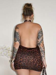 Arliah 性感豹纹露背迷你连衣裙，休闲时尚，适合派对、春夏和度假穿着。 - 彩色 - 查看 2