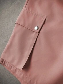 Manfinity Homme 男士撞色工装口袋短袖T恤和短裤休闲套装 - 彩色 - 查看 4