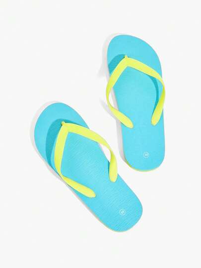 Grefit Ladies Flip-Flops, Flip-Flops With Contrasting Color Textured Soles, Summer Seaside Vacation Beach Shoes, Home Casual Non-Slip Sandals Beach Shoes