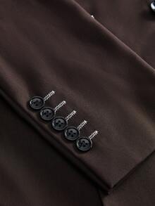 Officeau Men's Double-Breasted Suit Jacket - Classic Semi-Formal Design, Comfortable Fit, Business Casual Style, Suitable For Weddings, Parties, Graduations, Job Interviews, And Everyday Wear - Coffee Brown - View 7