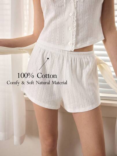 Ocili Cotton Jacquard Shorts, Comfortable Soft Minimalist Shorts, Comfortable Minimalist Homewear Y2K Young Women Sleepwear Bottom