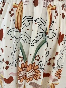 Flirla 波西米亚风印花沙滩吊带裙 - 黃色 - 查看 5