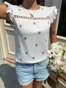 SHEIN Frenchy 樱桃印花短袖圆领夏季T恤 - 彩色 - 查看 10