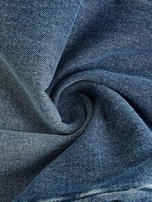 Quần Jeans Ống Rộng Rộng, Dáng Rộng, Thường Ngày, Có Viền Xỉn, Dành Cho Nữ - Màu xanh lam - Xem 6