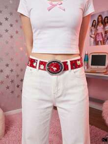 Joivida 1Pc Heavy-Duty Embellished Cute Pattern Belt Sweet & Edgy Y2K Style Dopamine Fashion Accessory - Multicolor - View 5