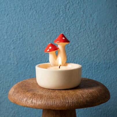 Joivida Ceramic Mushroom Candle Holder, Handmade Creative Home Decor Ornament, Cute Aromatherapy Candle Stand For Bedroom Living Room Dining Room Tabletop, Warm Decoration Prop For Home Party Wedding Festival Celebration, Elegant Ceramic Craft Figurine, Delicate Handcrafted Design, Small Bubbles Are Normal Due To Handmade Process, Perfect For Interior Decoration Photo , Gift Housewarming Gift For Women Girls Family Friends Home & Living Essential,Ceramic Products, Handmade,And Other Flaws Are Normal