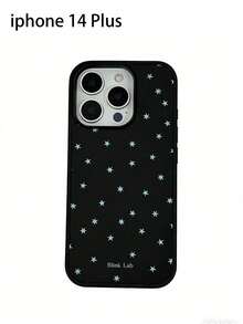 闪亮星光透明手机壳，兼容 17 Pro Max/16/15/14/13/12 Pro Max/11，可爱梦幻闪亮防震保护套，韩版风格礼物 - 黑底藍星星 - 查看 26