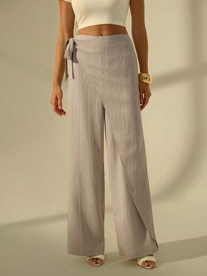 SHEIN Tall Quần kaki ống rộng màu trơn thanh lịch, thời trang thường ngày, đa năng cho nữ công sở, đi làm, mùa thu, nữ giáo viên, tựu trường, mùa đông, phong cách cổ điển, nữ công sở.