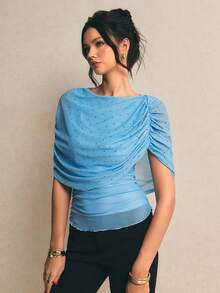 Poéselle Women's Polka Dot Print Pleated Fitted Fashionable Blouse - Multicolor - View 8