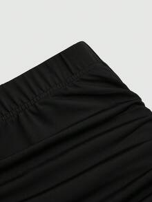 Sweetra French Elegant Floral Print Pencil Skirt, Suitable For Commuting, Party And Vacation Fall - Black - View 10