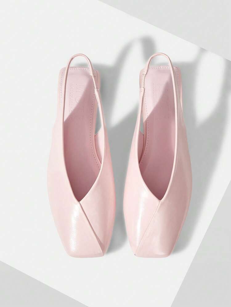 WOMEN SHOES NEW EUROPEAN AND AMERICAN RETRO FASHION PU LEATHER V-CUT SQUARE TOE FLAT BOTTOM SLINGBACK SANDALS, PINK VERSATILE CASUAL SLIP-ON LIGHT, COMFORTABLE, SIMPLE AND ELEGANT HIGH-END SHOES