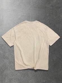 ROMWE MEN Street Life Men's Casual Star & Moon Print T-Shirt, Summer - Khaki - View 2